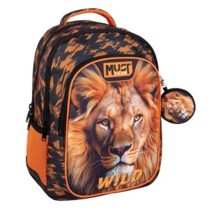 Σχολική Τσάντα Πλάτης Δημοτικού Must Team Wild African Lion 3 Θήκες